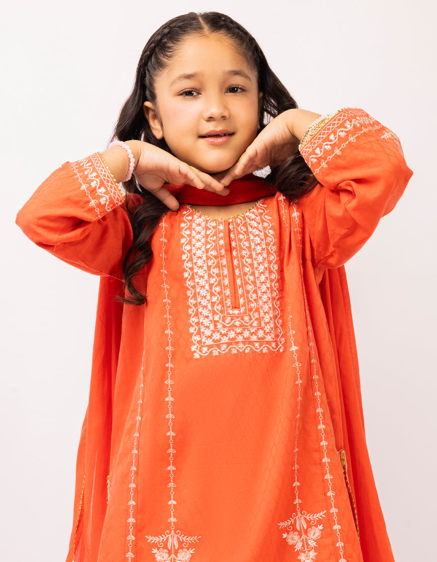 Dobby Rust Stitched Suit - J. Junaid Jamshed