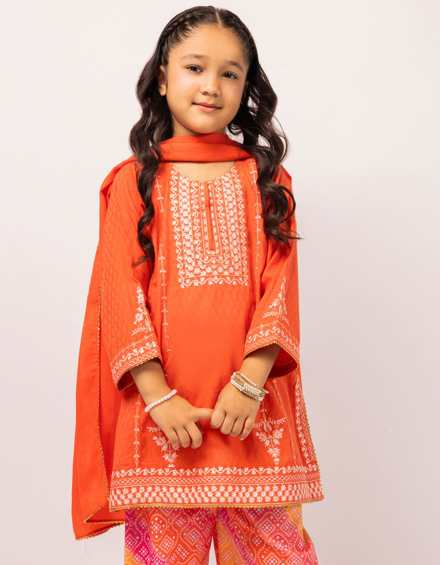 Dobby Rust Stitched Suit - J. Junaid Jamshed