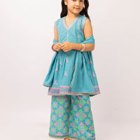 Dobby Blue Stitched Suit - J. Junaid Jamshed