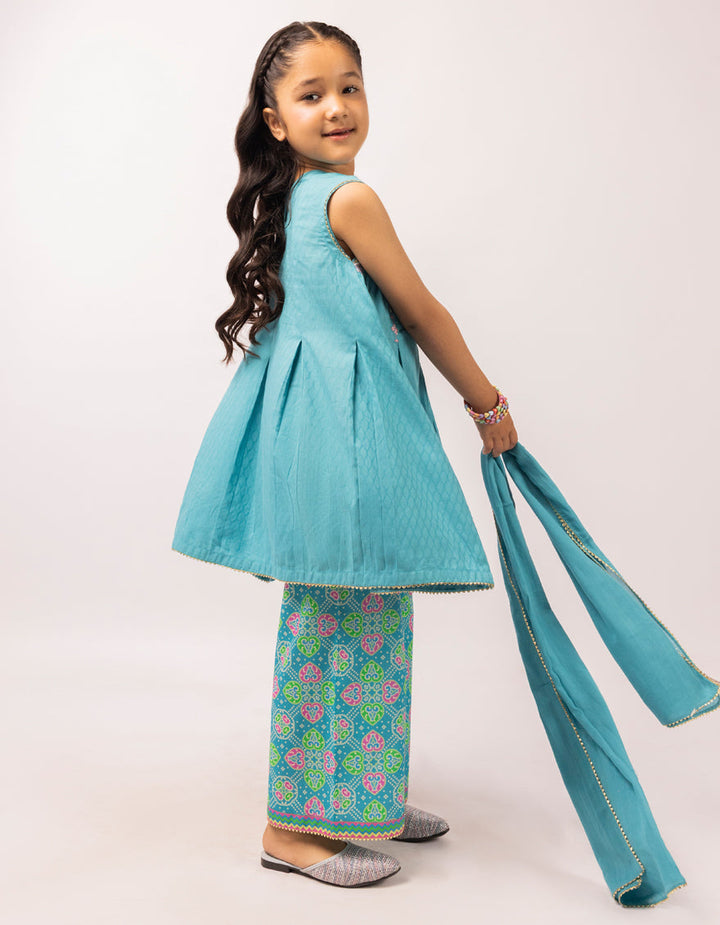 Dobby Blue Stitched Suit - J. Junaid Jamshed