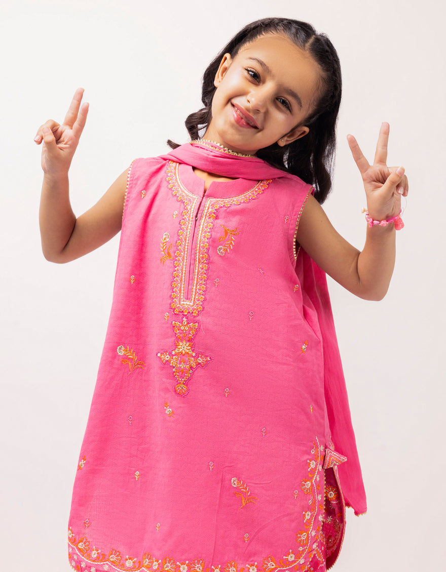 Dobby Pink Stitched Suit - J. Junaid Jamshed