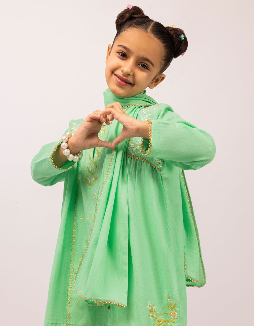 Dobby Green Stitched Suit - J. Junaid Jamshed