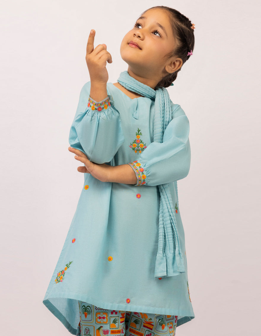 Lawn Blue Stitched Suit - J. Junaid Jamshed