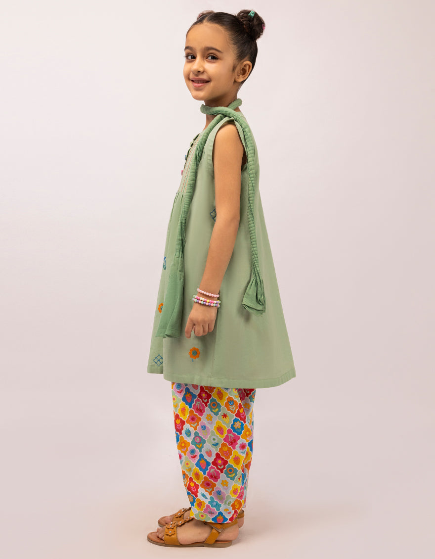 Lawn Green Stitched Suit - J. Junaid Jamshed