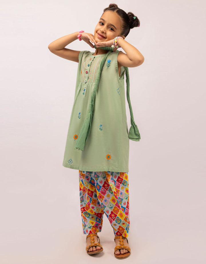 Lawn Green Stitched Suit - J. Junaid Jamshed