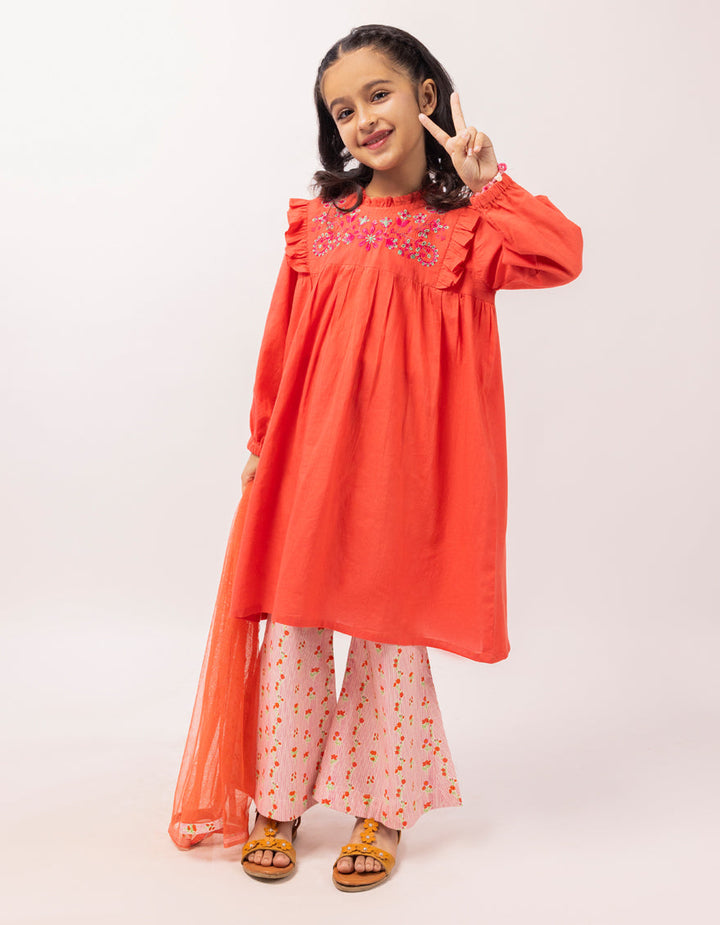 Lawn Red Stitched Suit - J. Junaid Jamshed