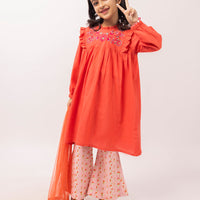 Lawn Red Stitched Suit - J. Junaid Jamshed