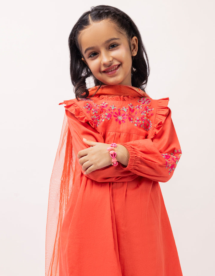 Lawn Red Stitched Suit - J. Junaid Jamshed