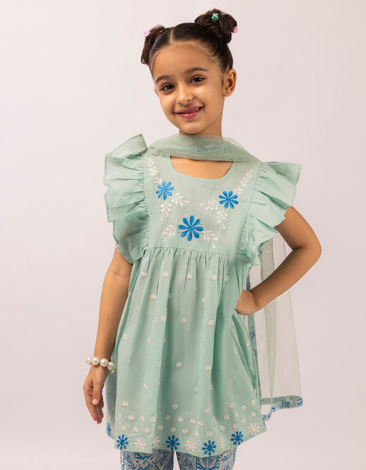 Lawn Green Stitched Suit - J. Junaid Jamshed