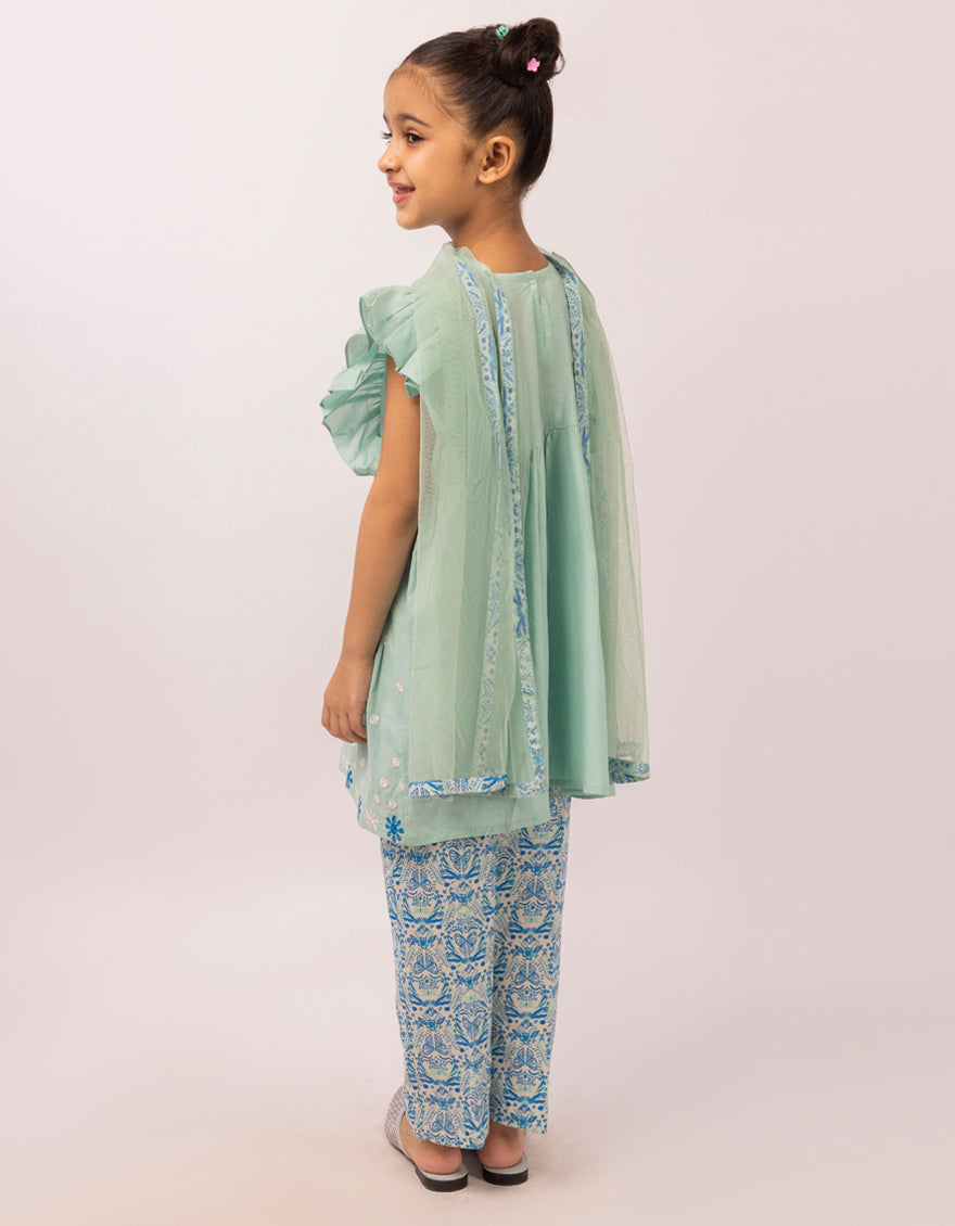 Lawn Green Stitched Suit - J. Junaid Jamshed