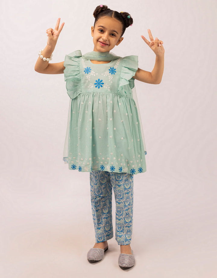 Lawn Green Stitched Suit - J. Junaid Jamshed