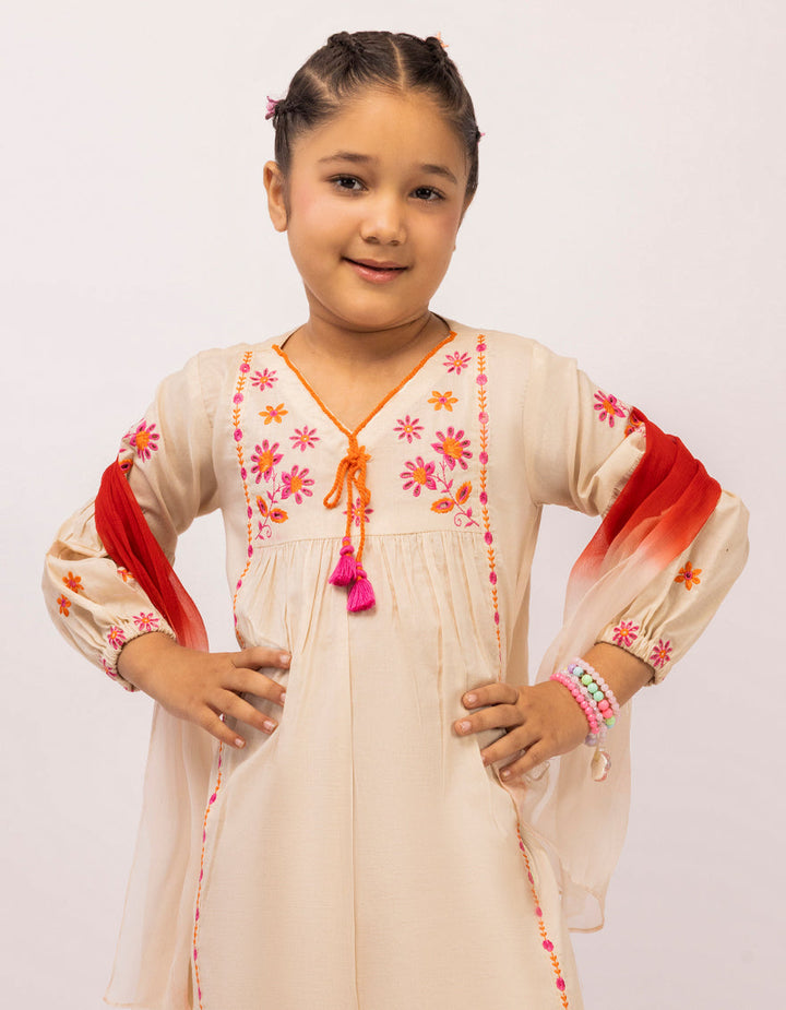 Lawn Beige Stitched Suit - J. Junaid Jamshed