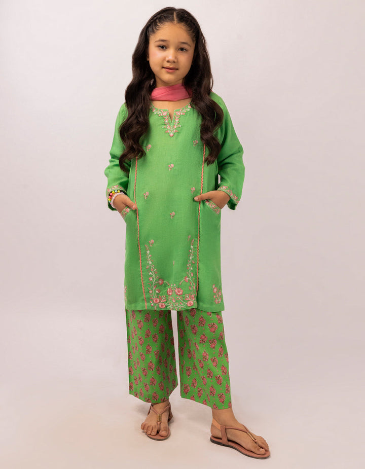 Dobby Green Stitched Suit - J. Junaid Jamshed