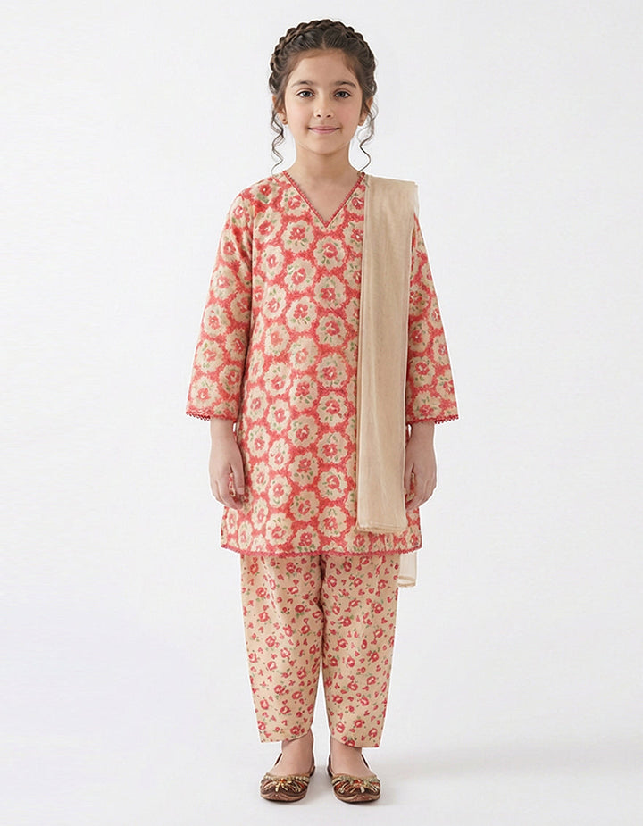 Lawn Pink Stitched Suit - J. Junaid Jamshed