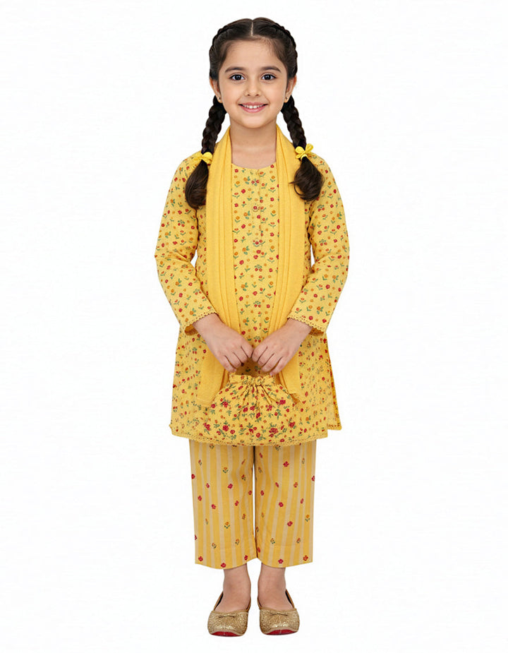Lawn Yellow Stitched Suit - J. Junaid Jamshed
