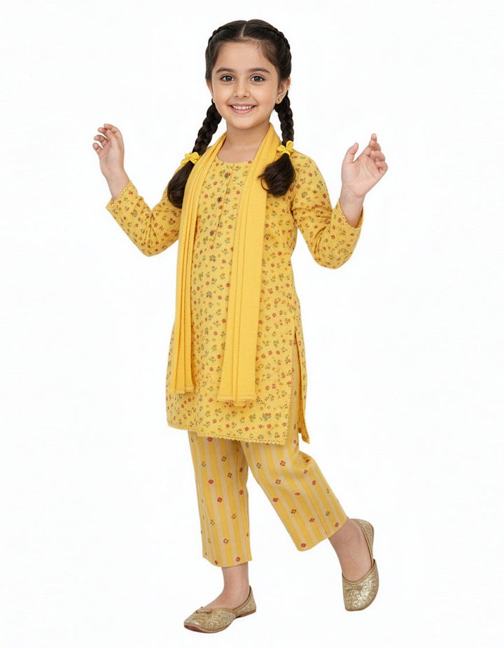 Lawn Yellow Stitched Suit - J. Junaid Jamshed