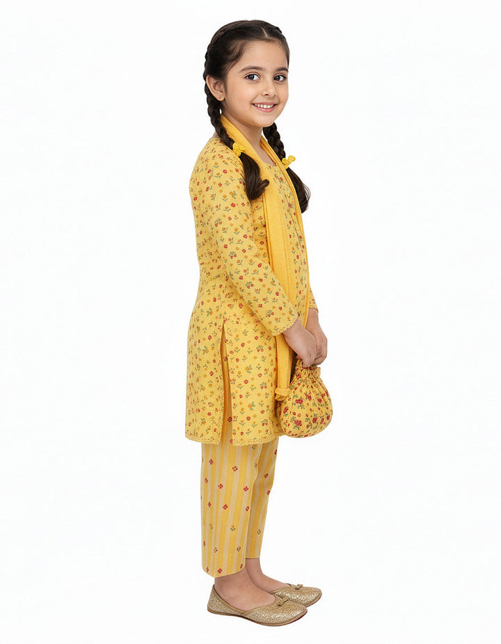 Lawn Yellow Stitched Suit - J. Junaid Jamshed