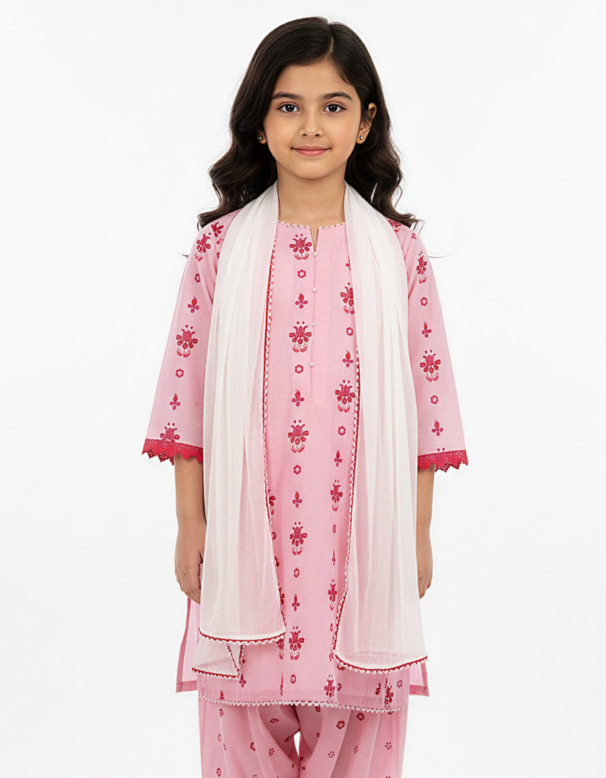 Lawn Pink Stitched Suit - J. Junaid Jamshed