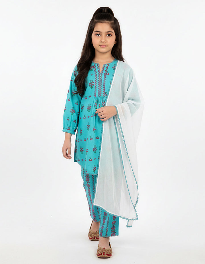 Lawn Sea Green Stitched Suit - J. Junaid Jamshed