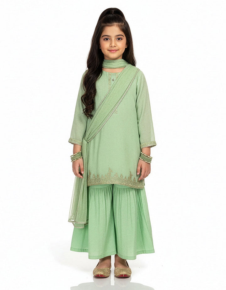 Impure Chiffon Green Stitched Suit - J. Junaid Jamshed