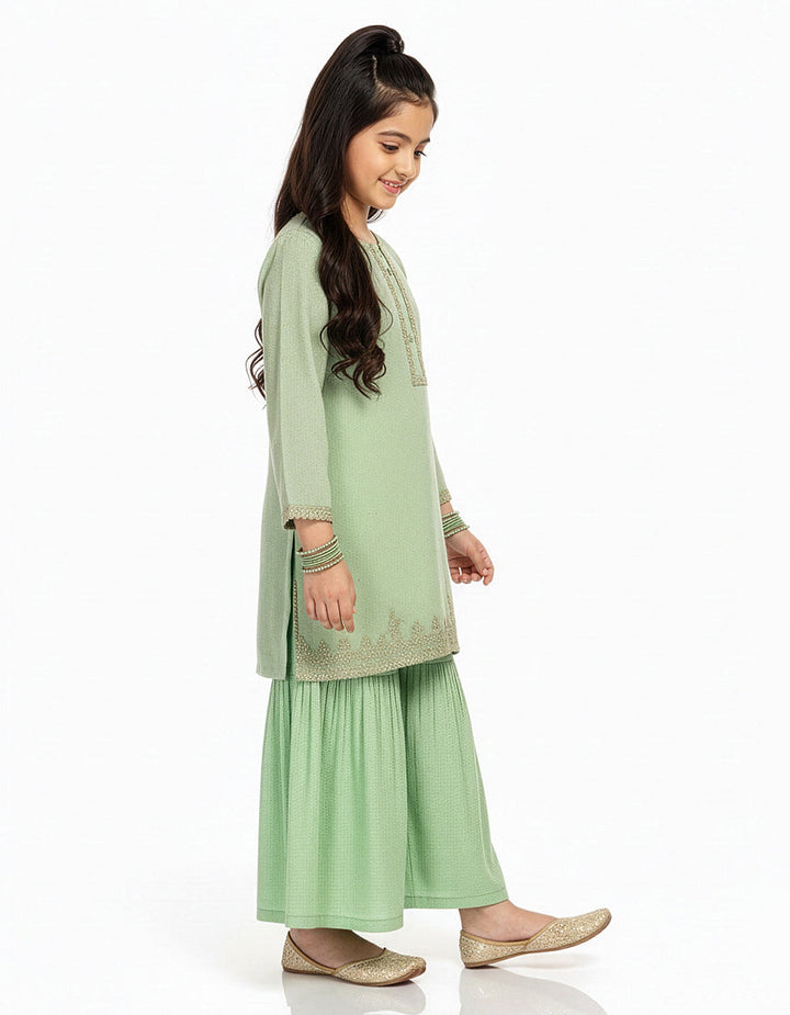 Impure Chiffon Green Stitched Suit - J. Junaid Jamshed