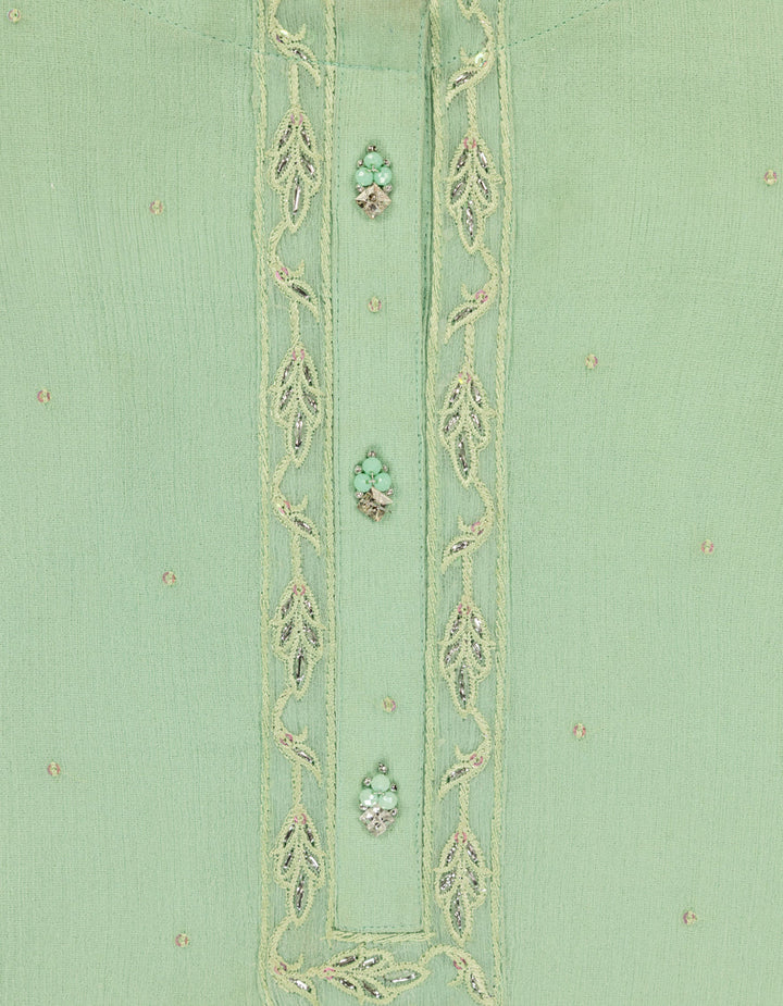 Impure Chiffon Green Stitched Suit - J. Junaid Jamshed