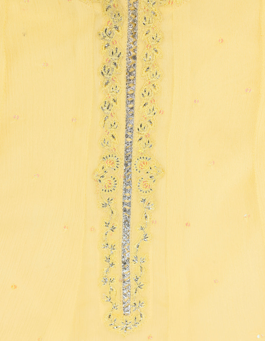 Impure Chiffon Yellow Stitched Suit - J. Junaid Jamshed