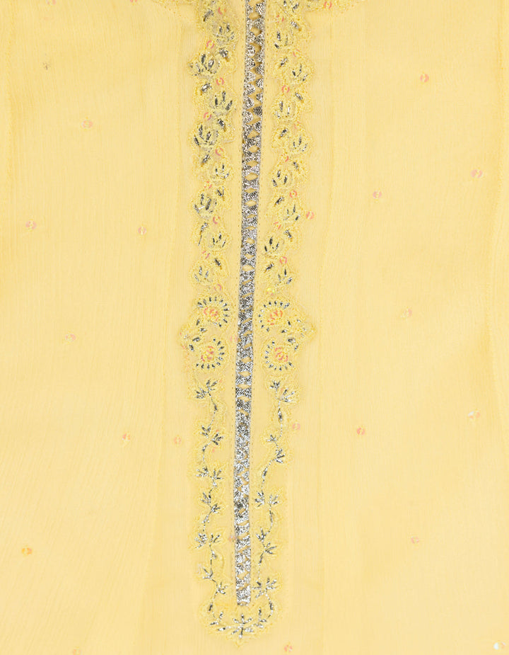 Impure Chiffon Yellow Stitched Suit - J. Junaid Jamshed