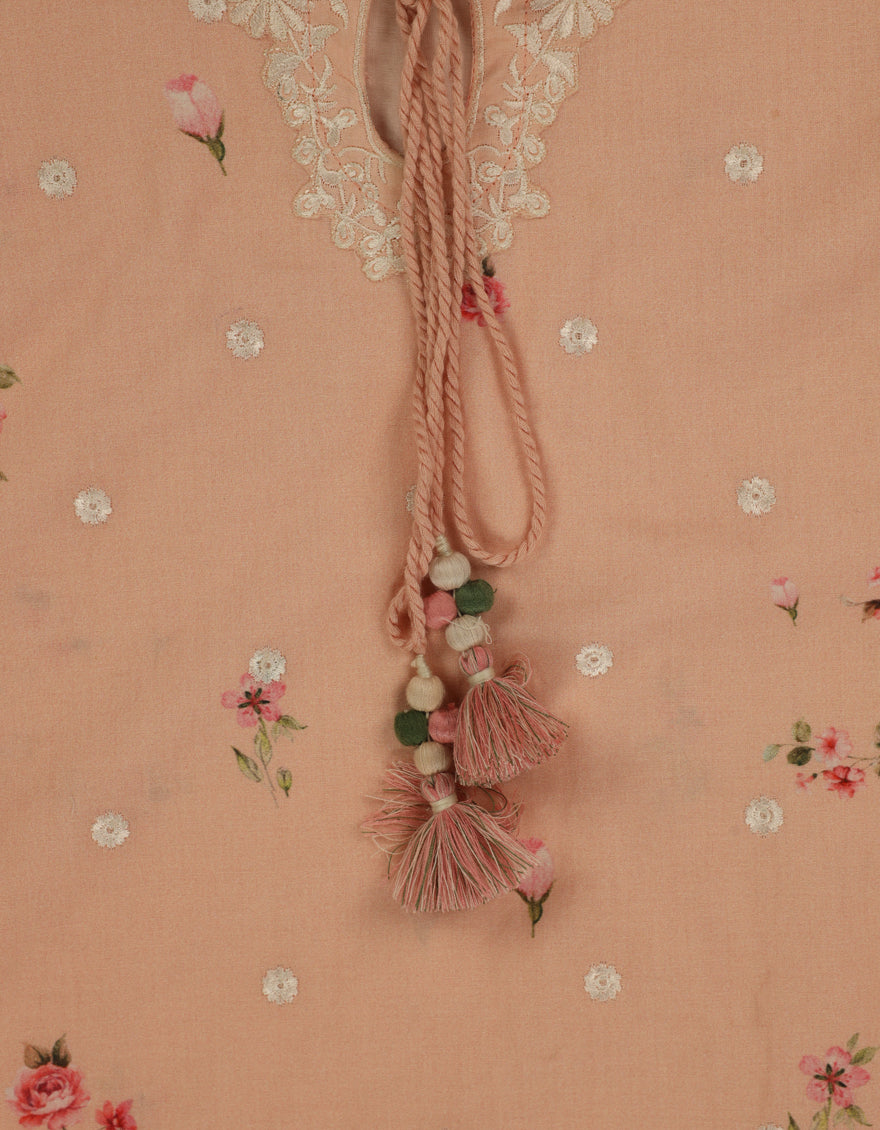Lawn Peach Stitched Suit - J. Junaid Jamshed