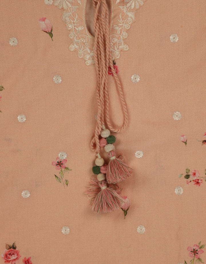 Lawn Peach Stitched Suit - J. Junaid Jamshed