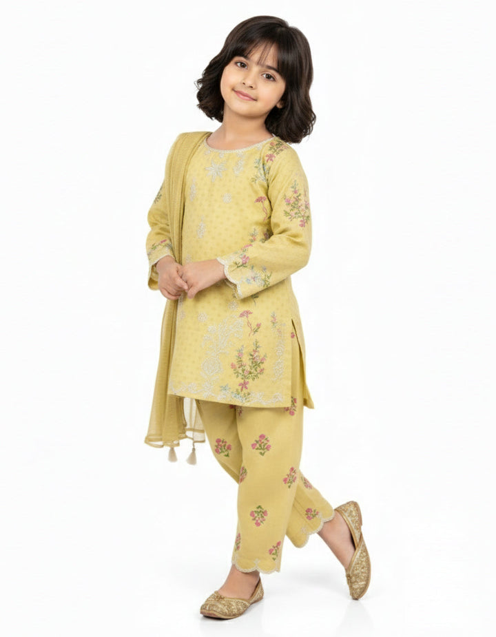 Lawn Yellow Stitched Suit - J. Junaid Jamshed