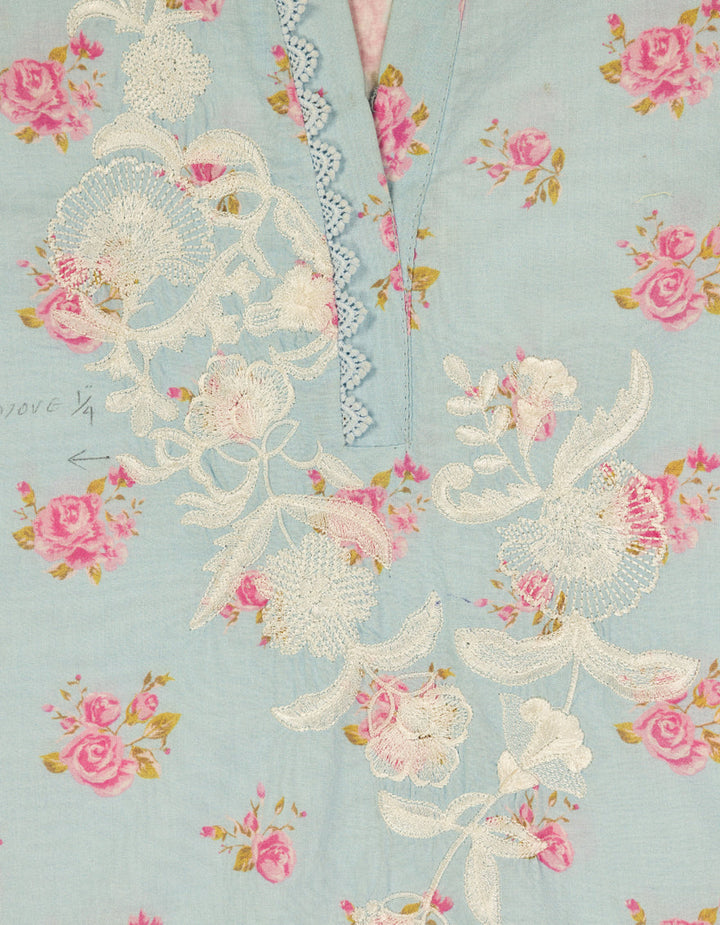 Lawn Silk Sky Blue Stitched Suit - J. Junaid Jamshed