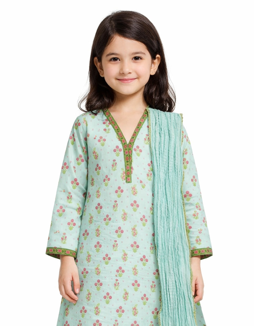 Lawn Sea Green Stitched Suit - J. Junaid Jamshed