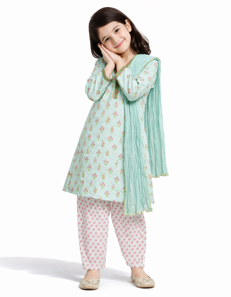 Lawn Sea Green Stitched Suit - J. Junaid Jamshed