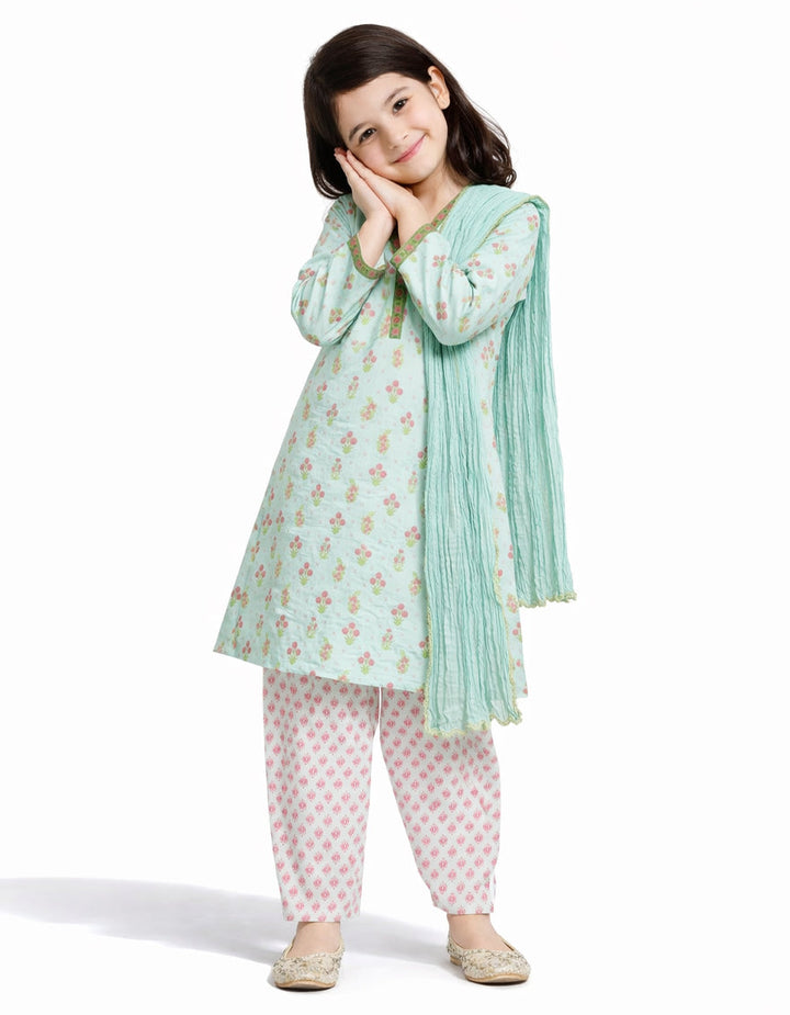 Lawn Sea Green Stitched Suit - J. Junaid Jamshed