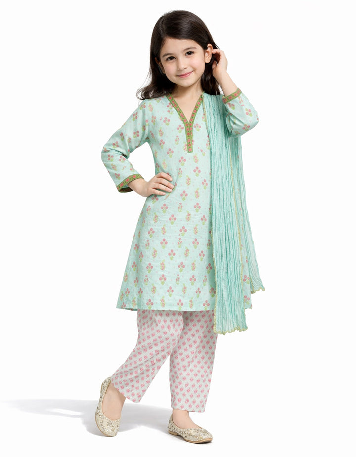 Lawn Sea Green Stitched Suit - J. Junaid Jamshed