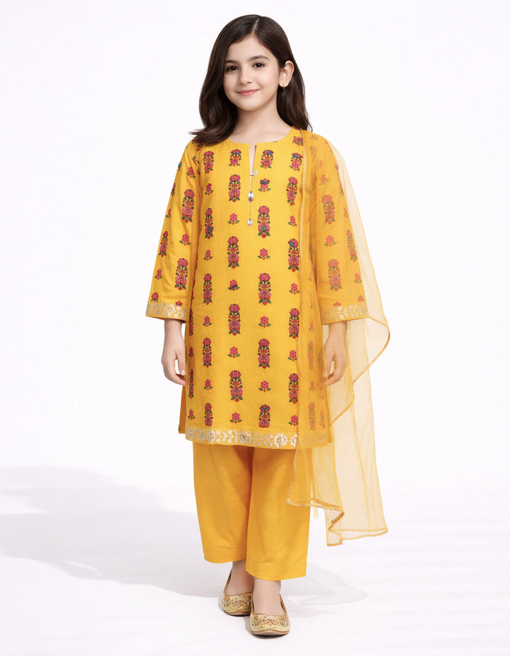 Lawn Yellow Stitched Suit - J. Junaid Jamshed