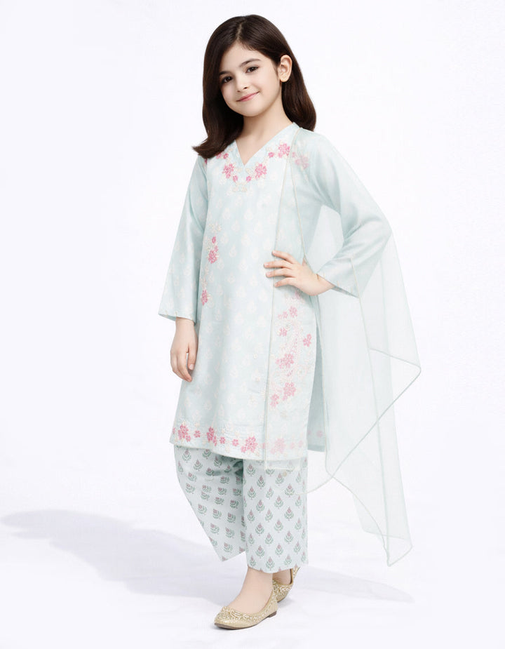 Lawn Green Stitched Suit - J. Junaid Jamshed