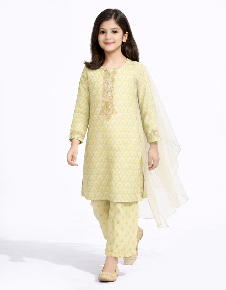 Lawn Green Stitched Suit - J. Junaid Jamshed