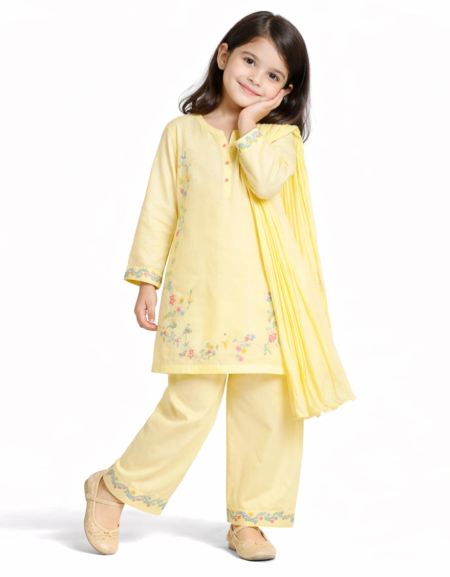 Lawn Yellow Stitched Suit - J. Junaid Jamshed