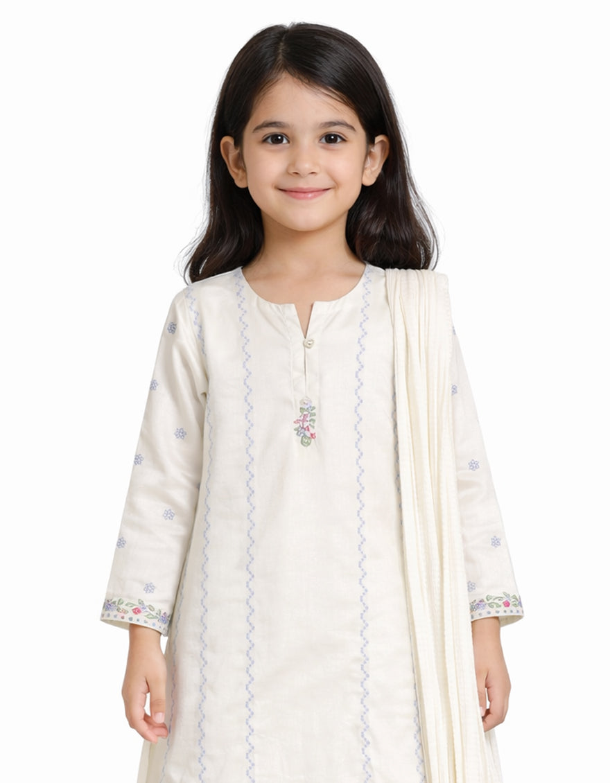 Lawn White Stitched Suit - J. Junaid Jamshed