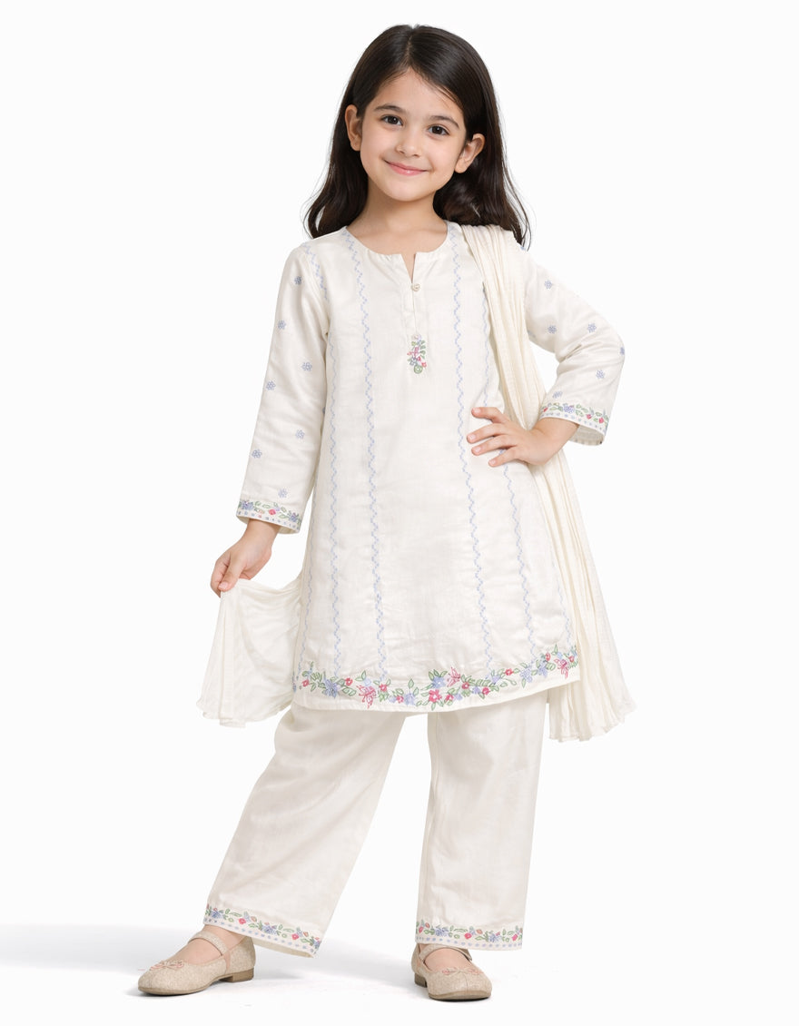Lawn White Stitched Suit - J. Junaid Jamshed