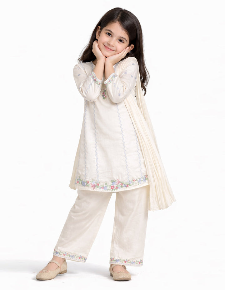 Lawn White Stitched Suit - J. Junaid Jamshed