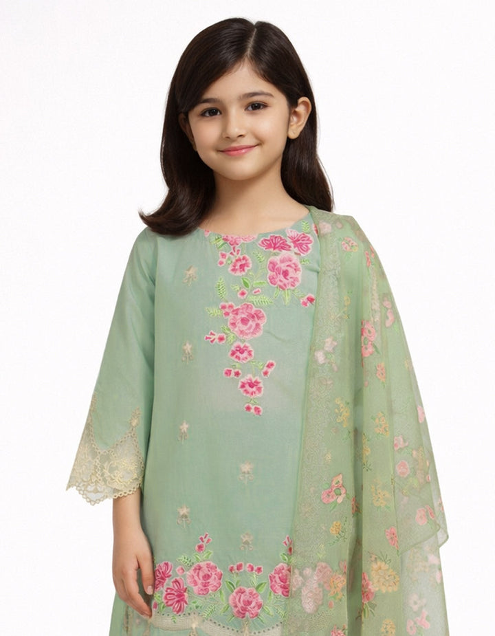 Lawn Green Stitched Suit - J. Junaid Jamshed