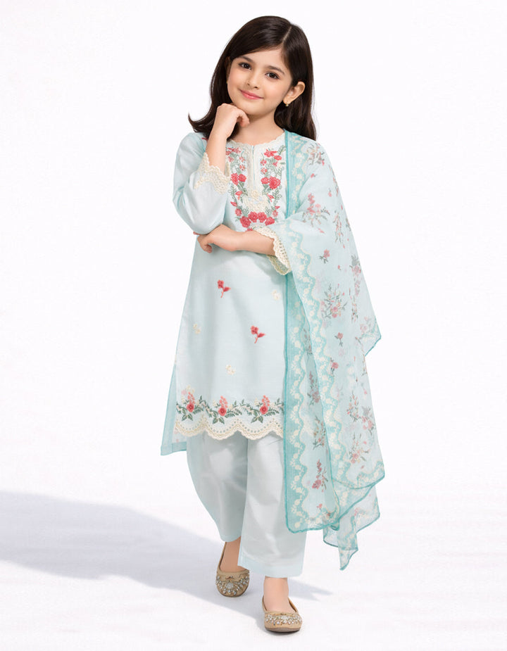 Lawn Sky Blue Stitched Suit - J. Junaid Jamshed