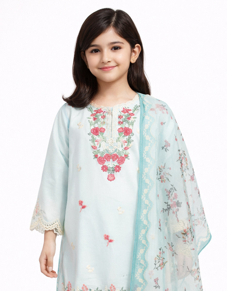 Lawn Sky Blue Stitched Suit - J. Junaid Jamshed
