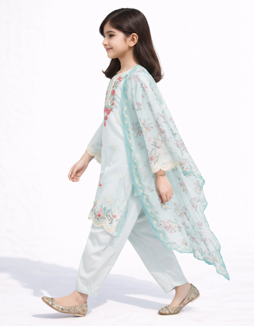 Lawn Sky Blue Stitched Suit - J. Junaid Jamshed