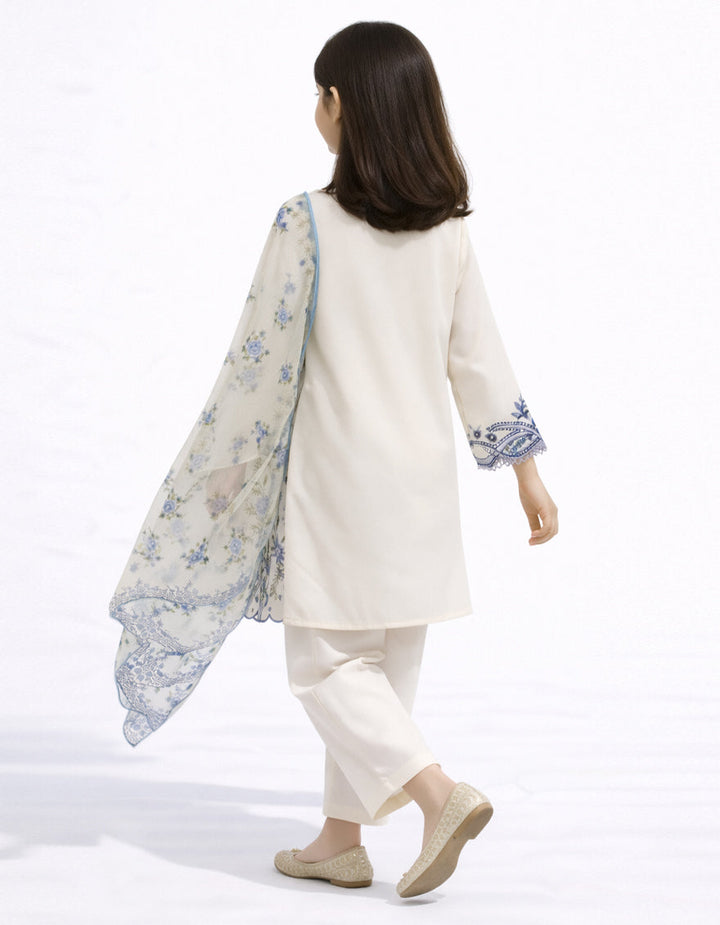 Lawn White Stitched Suit - J. Junaid Jamshed