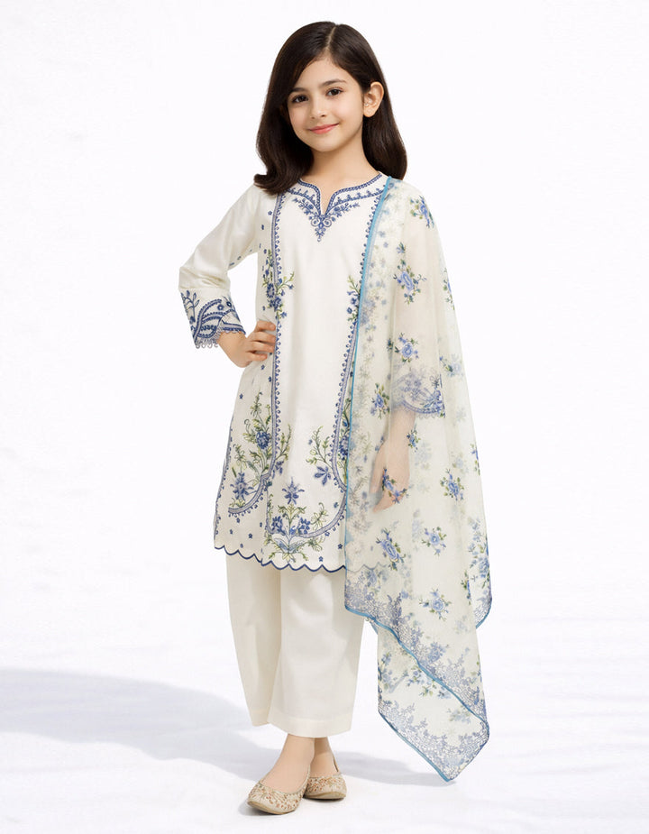 Lawn White Stitched Suit - J. Junaid Jamshed