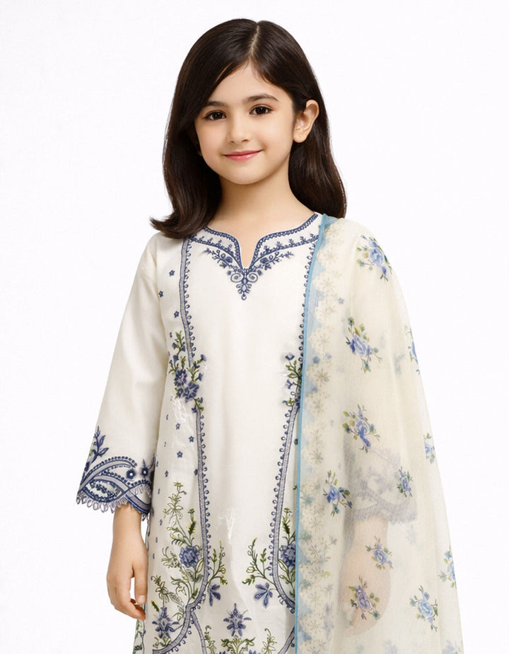 Lawn White Stitched Suit - J. Junaid Jamshed